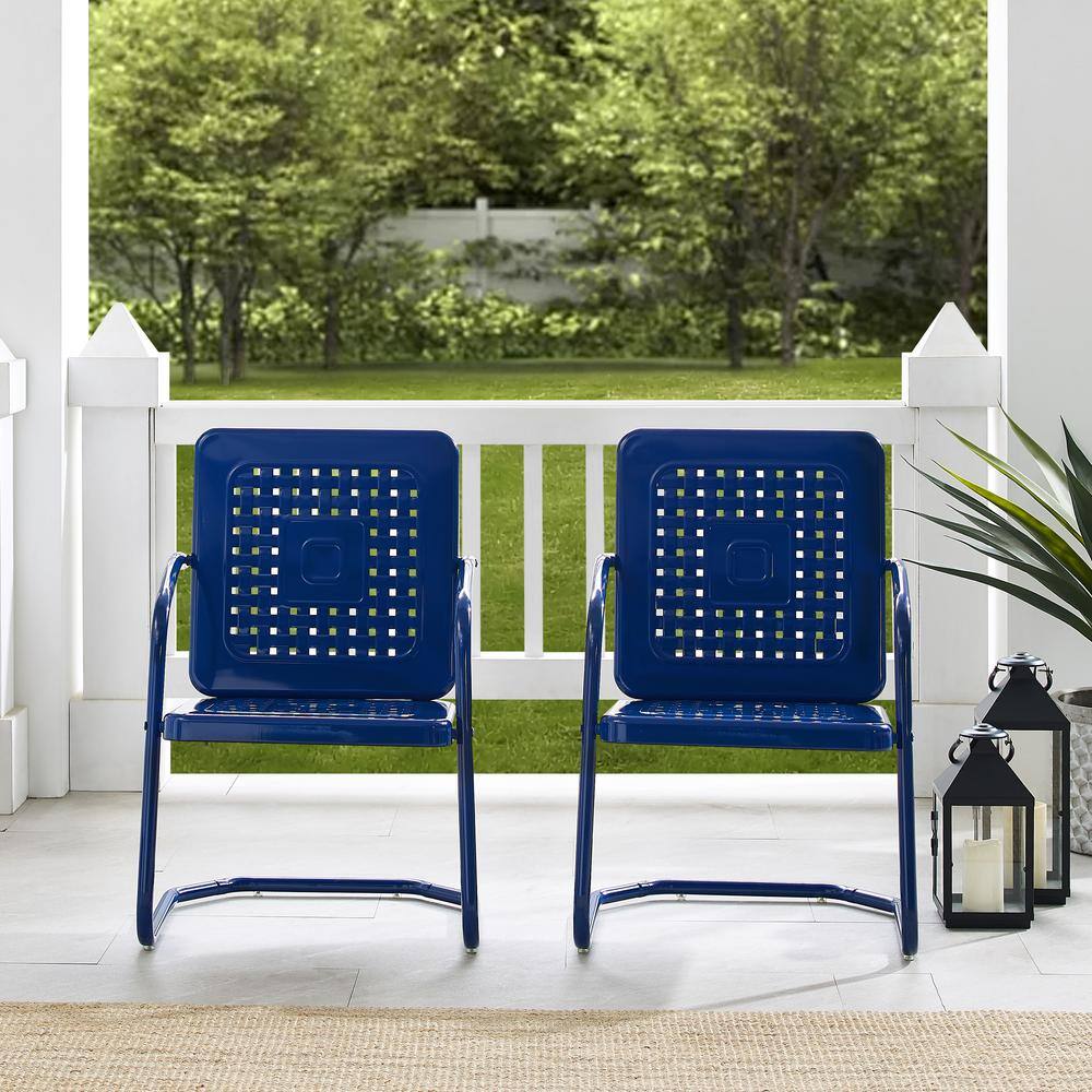 Alt View 7. Crosley Furniture - Bates 2Pc Retro Outdoor Chair Set - 2 Armchairs - Navy Gloss.
