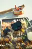 The image features a tray filled with various fishing lures, including a GoPro camera. The tray is placed on a table, and the camera is positioned towards the top of the tray. The lures are arranged in different shapes and sizes, creating an assortment of fishing equipment.