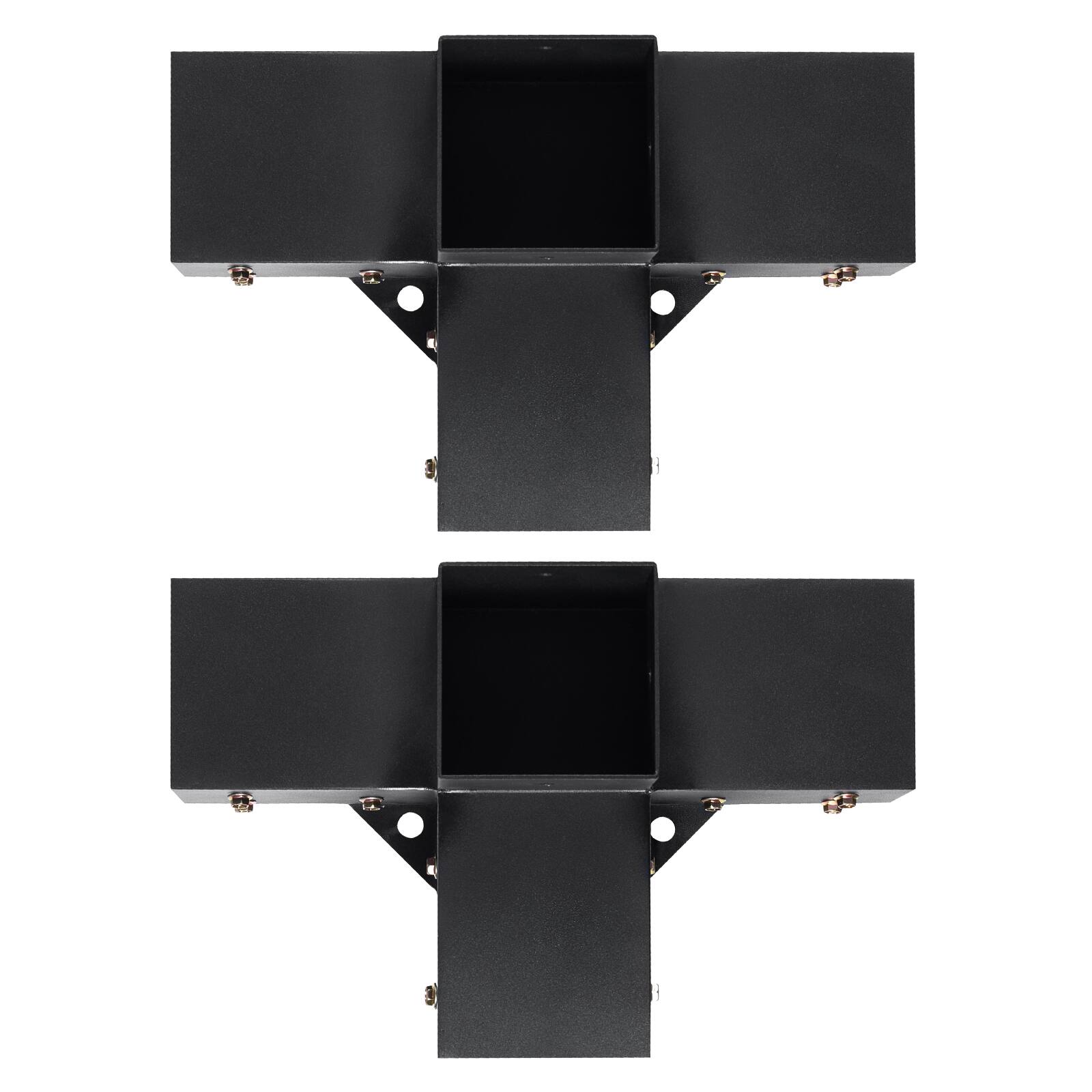 Alt View 5. VEVOR - Pergola Bracket Kit 4''x4''(Inner Size 3.6x3.6), 2pcs 4-Way Heavy Duty Corner Bracket Woodworks DIY Post Base Kit - Black.