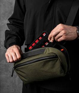 ALPAKA - Gaming Sling Bag for Switch 2/Steam Deck/ROG Ally, Game Card Holder (20), 3.5L EDC Crossbody, Water-Resistant - Green Axoflux 400D Washed Nylon