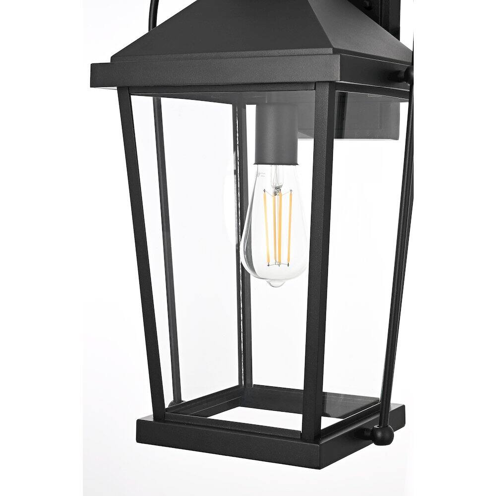 Alt View 2. Elegant Lighting - Luz 20 inch Outdoor Wall sconce in Black - Black And Clear.