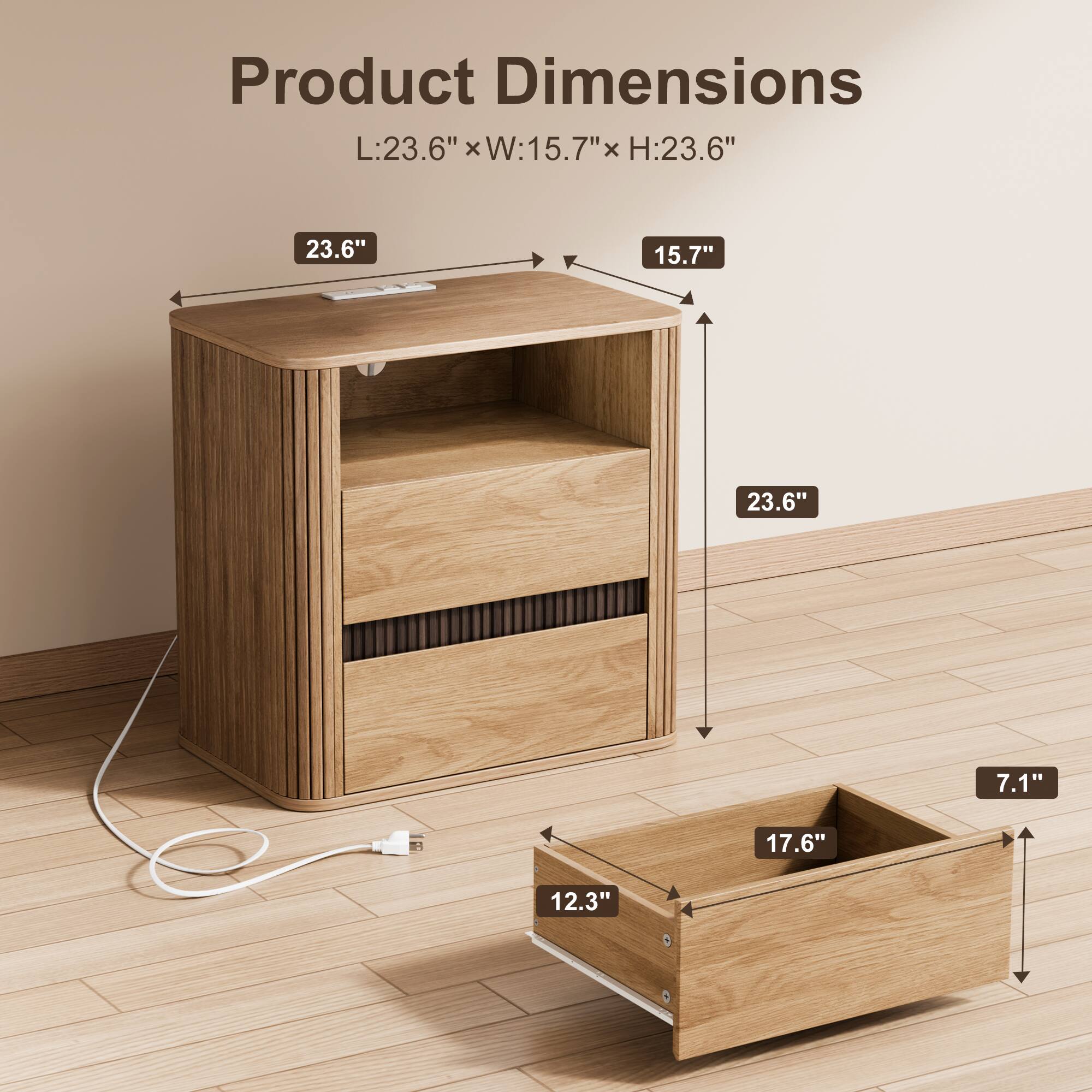 Product Dimensions: L:23.6" x W:15.7" x H:23.6"  
23.6"  
15.7"  
23.6"  
7.1"  
17.6"  
12.3"