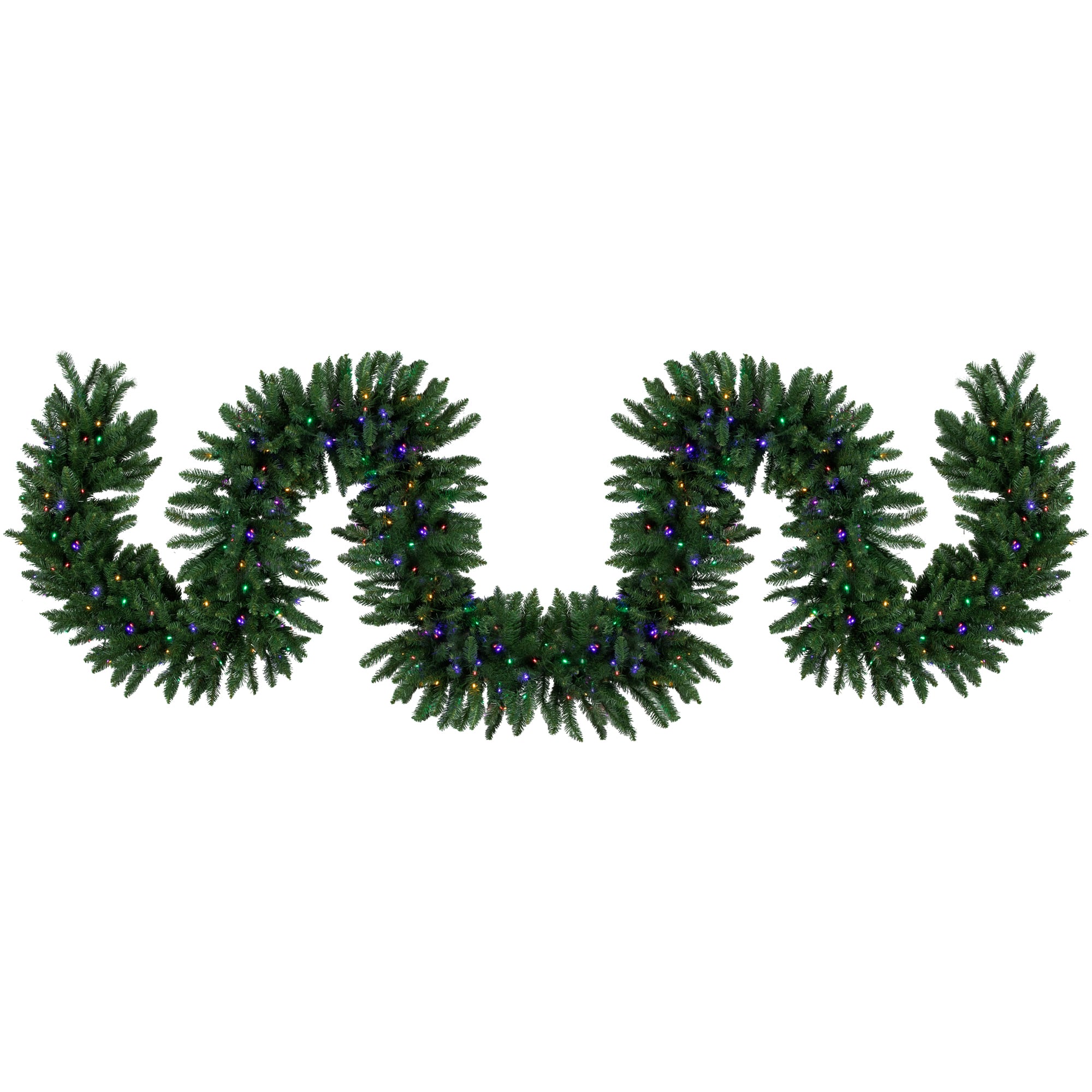 Northlight - Pre-Lit Buffalo Fir Christmas Garland - 25' x 20" - Multi-Color LED Lights - Green