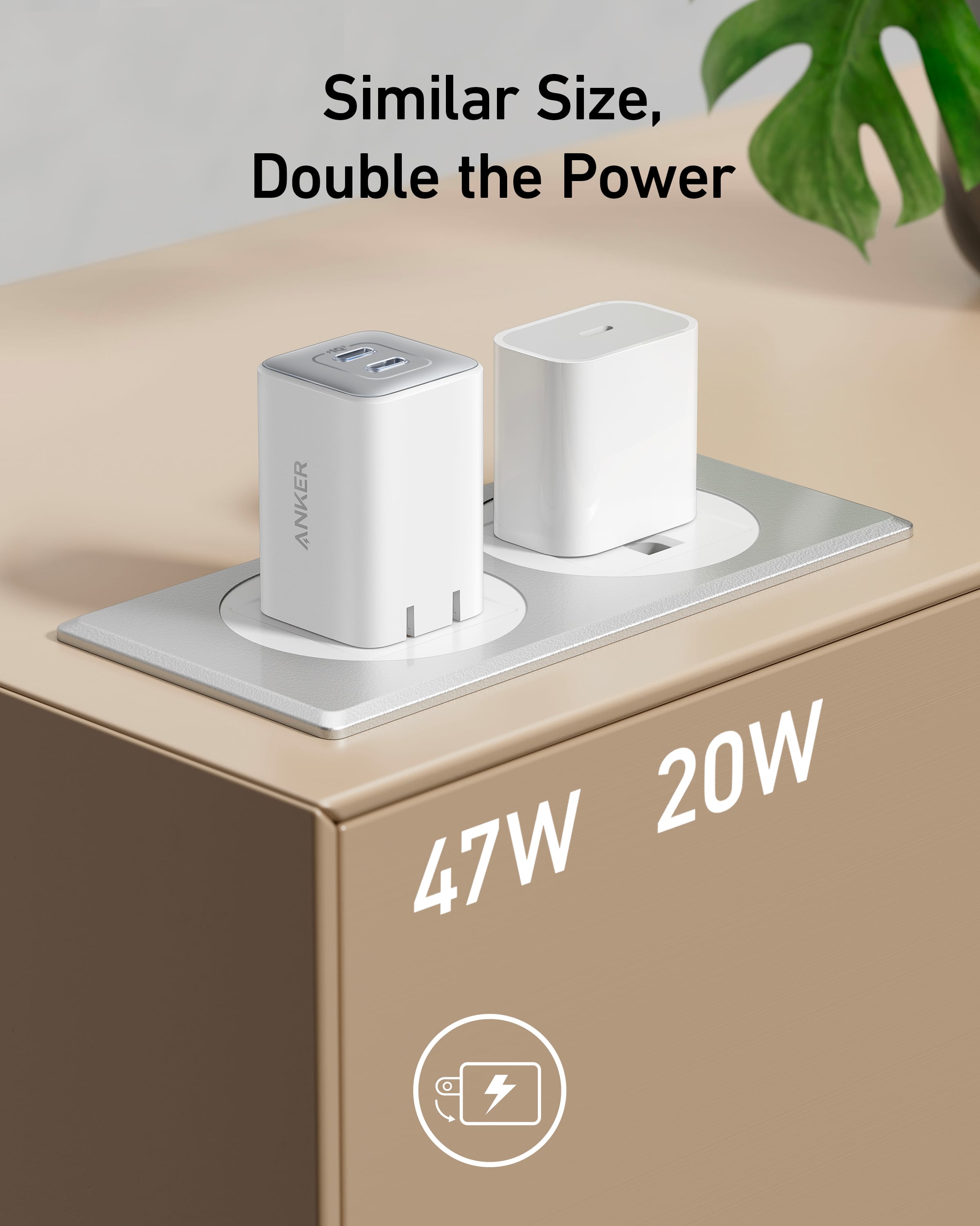 Similar Size, Double the Power
47W 20W