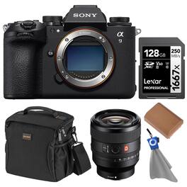 Bundle - Sony - Alpha a9 III Mirrorless Camera with FE 50mm f/1.4 GM Lens, with 128GB Memory Card, Battery and Bag