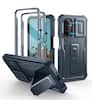 Front. Dexnor - for Samsung Galaxy A17 5G Phone Case with Screen Protector, Slide Camera Cover and Kickstand Shockproof Protective Cover - Navy Blue.