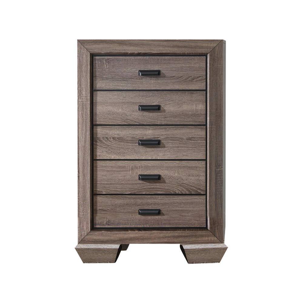 Angle. Kings Brand Furniture - Kings Brand Furniture Kerry Wood 5-Drawer Chest, Brown - Brown.