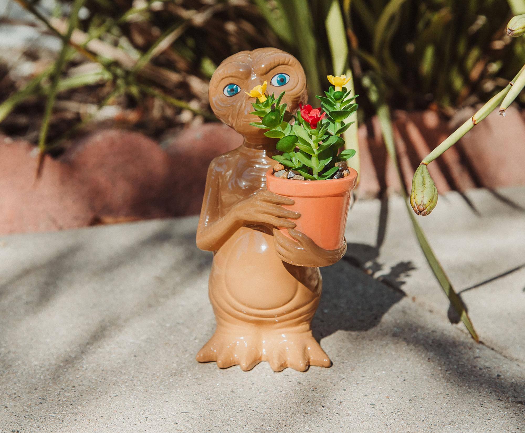 Alt View 5. Silver Buffalo - E.T. The Extra-Terrestrial 7-Inch Ceramic Planter With Artificial Succulent - Brown.