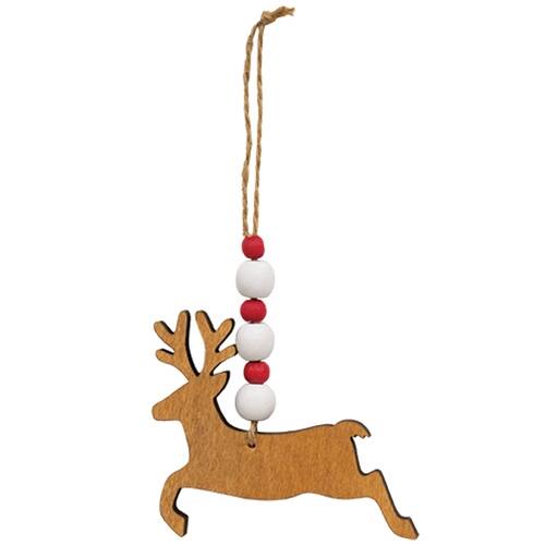 Left. BreeBe - 3/Set Beaded Jumping Reindeer Ornaments - Brown.