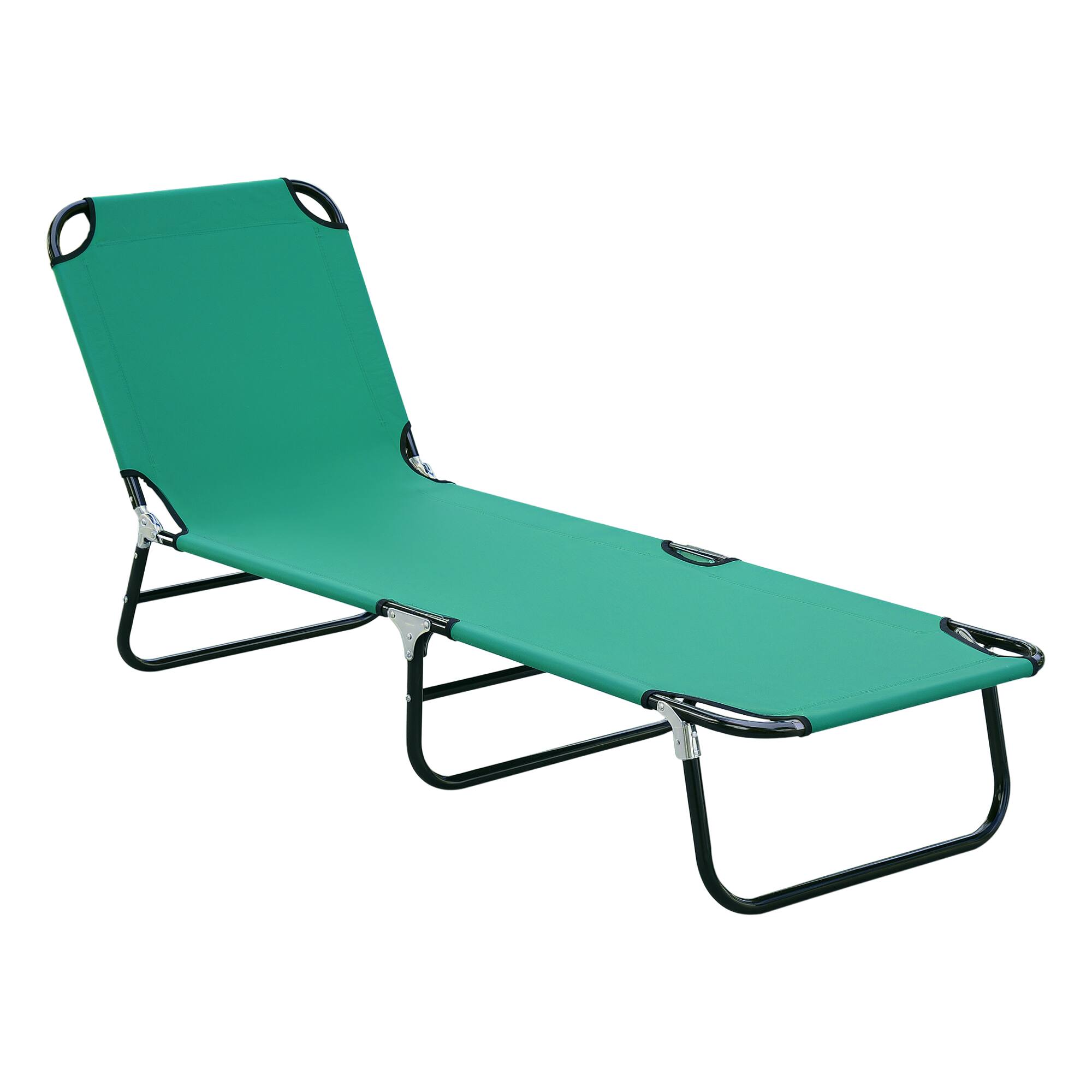 Front. Outsunny - Folding Chaise Lounge Pool Chairs, Outdoor Sun Tanning Chairs with 5-Level Reclining Back, Steel Frame for Beach - Green.