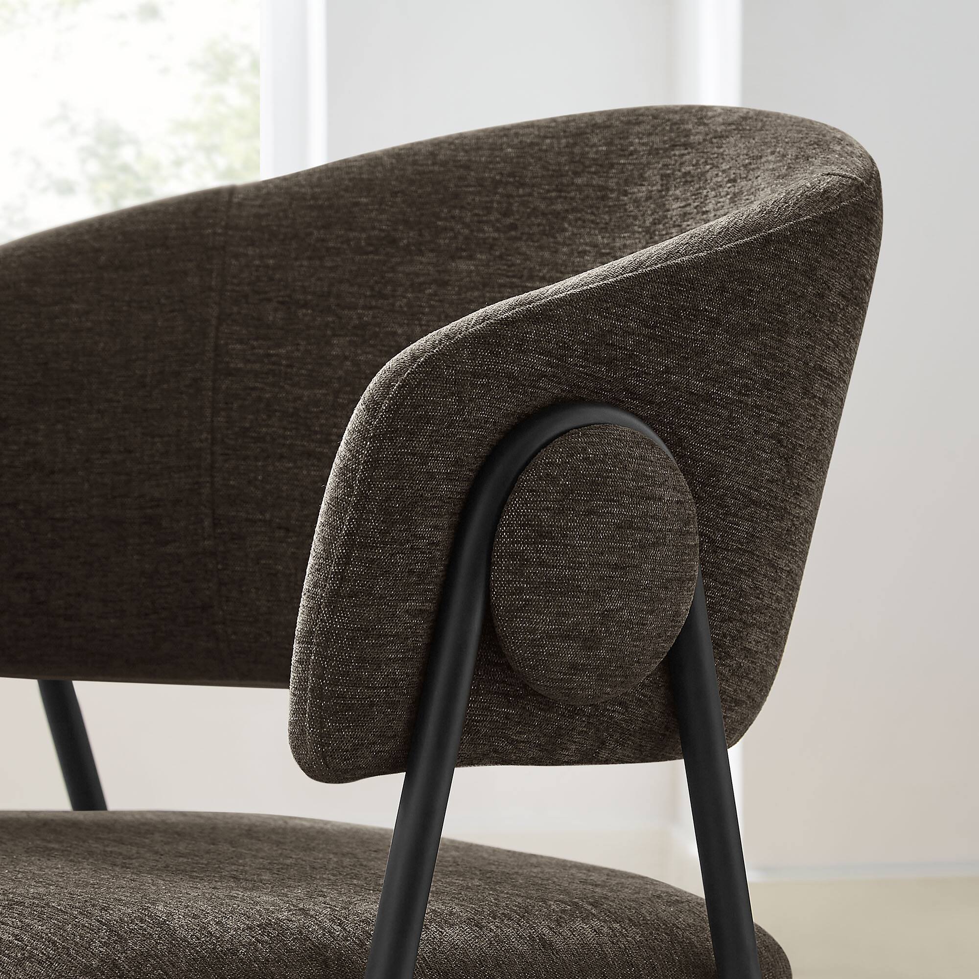 Alt View 6. Modway - Nella Upholstered Heathered Chenille Dining Chairs Set of 2 by Modway - Black.