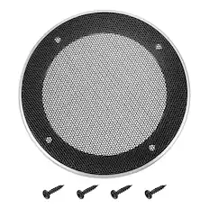 Front. Unique Bargains - Speaker Grill Mesh Cover, Metal Subwoofer Grill Guard Protector ABS Frame for Car Audio, 4 Screws Included - Black Silver.