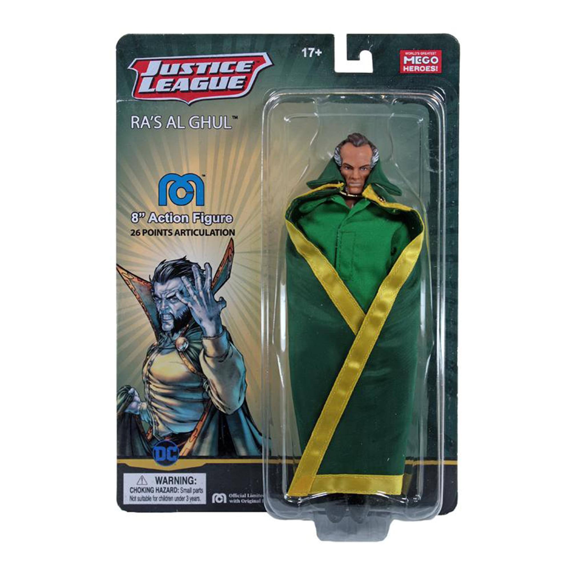 JUSTICE LEAGUE 17+ EA MEGO HEROES! RA'S AL GHUL M 8" Action Figure 26 POINTS ARTICULATION DC WARNING: CHOKING HAZARD: Small parts. Not suitable for children under 3 years.