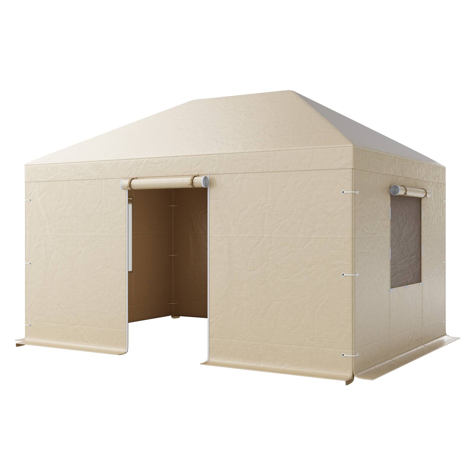Alt View 5. VEVOR - Winter Gazebo Cover Fits 10 x 14 ft Hardtop Gazebos,All-Weather Gazebo Cover with Sidewalls & Mesh Windows,High-Density - Beige.