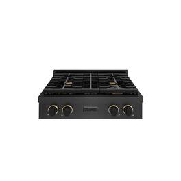 ZLINE - Designer 30 in. 4 Burner Paramount Gas Rangetop in Black Satin Steel with Black and Bronze Accents (SRTBSZ-30-MBCB) - Black Satin Stainless Steel