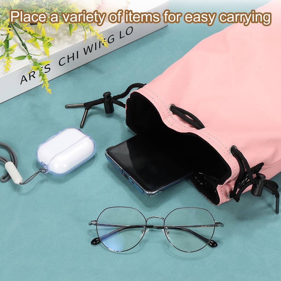Drawstring Lens Case Unique Bargains PU Leather Drawstring Camera Bag, Small Protective Lens ...