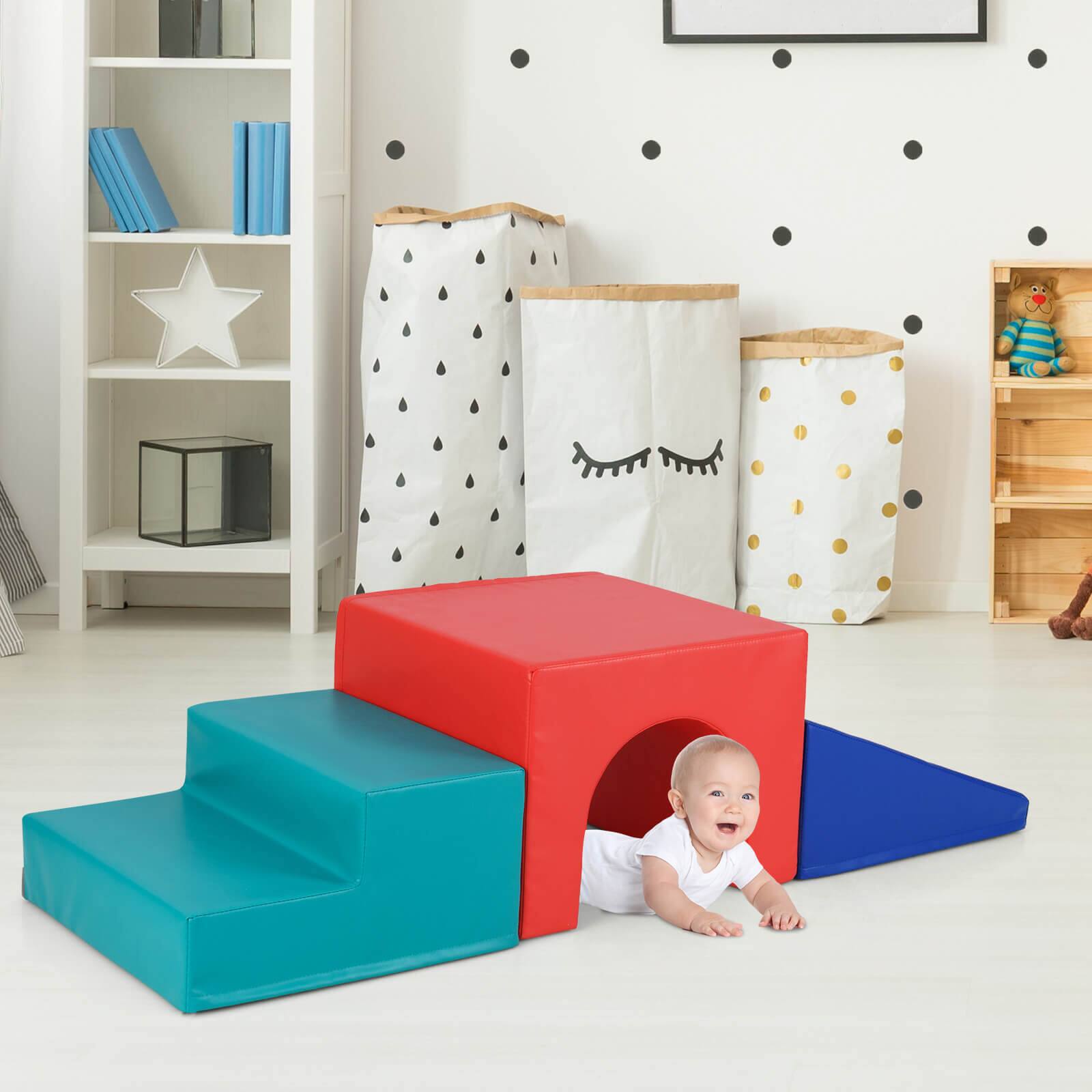 Alt View 3. Costway - Costway Kids Climb and Crawl Activity Playset Blocks w/ Waterproof PU Cover EPE Foam - Multicolor.