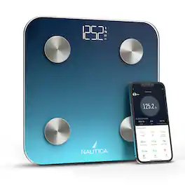 Nautica - Smart Body Scale, Fat, Muscle Mass Tracking & More, Syncs with Smartphone for Body Composition Tracking, 396 Lbs - Navy Blue