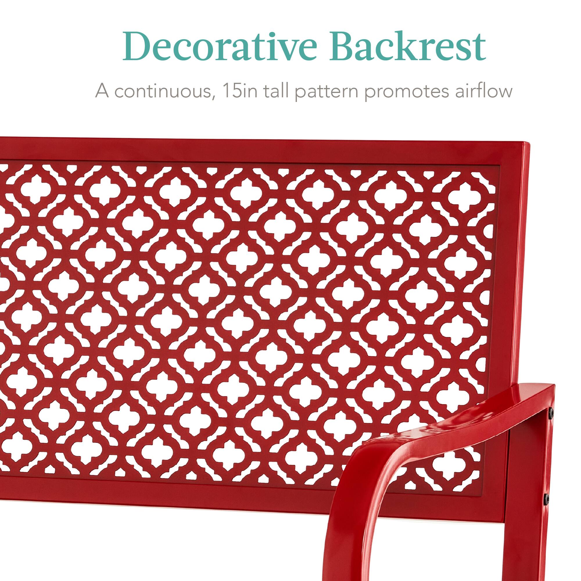 Decorative Backrest  
A continuous, 15in tall pattern promotes airflow