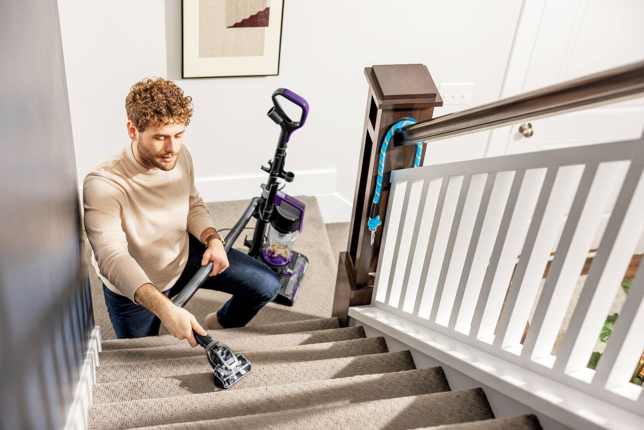 Alt View 3. BISSELL - CleanView Compact Turbo Upright Vacuum - Black / Grapevine Purple.