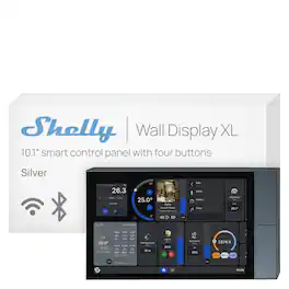 Shelly - Wall Display XL 10.1" In-Wall Smart Home Control Panel, HD Touchscreen, Wi-Fi & Bluetooth, Custom Buttons - Silver
