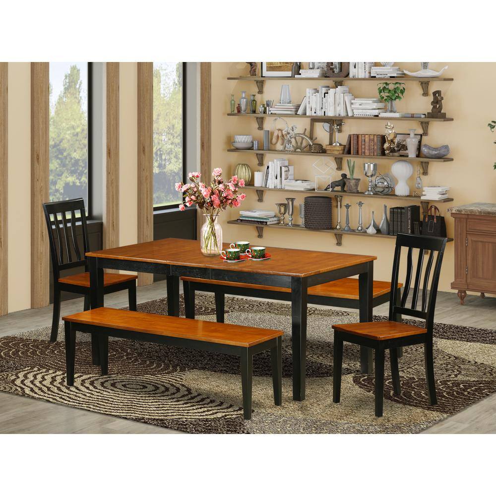 Back. East West Furniture - Dining Room Set Black & Cherry - Brown.