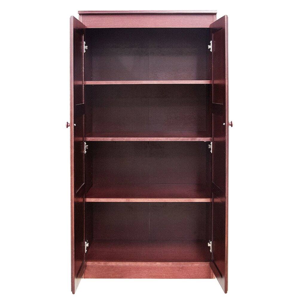 Left. Concepts in Wood - Multi use Storage Cabinet 4 Shelves Cherry Finish - Red.