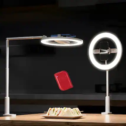 Front. Neewer - Entry Level 10" Selfie Ring Light with Clamp Stand, 7W, N16.