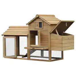 Pawhut - 59" Small Wooden Chicken coop Hen House Poultry Cage for Outdoor Backyard with 2 Doors, Nesting Box and Removable Tray