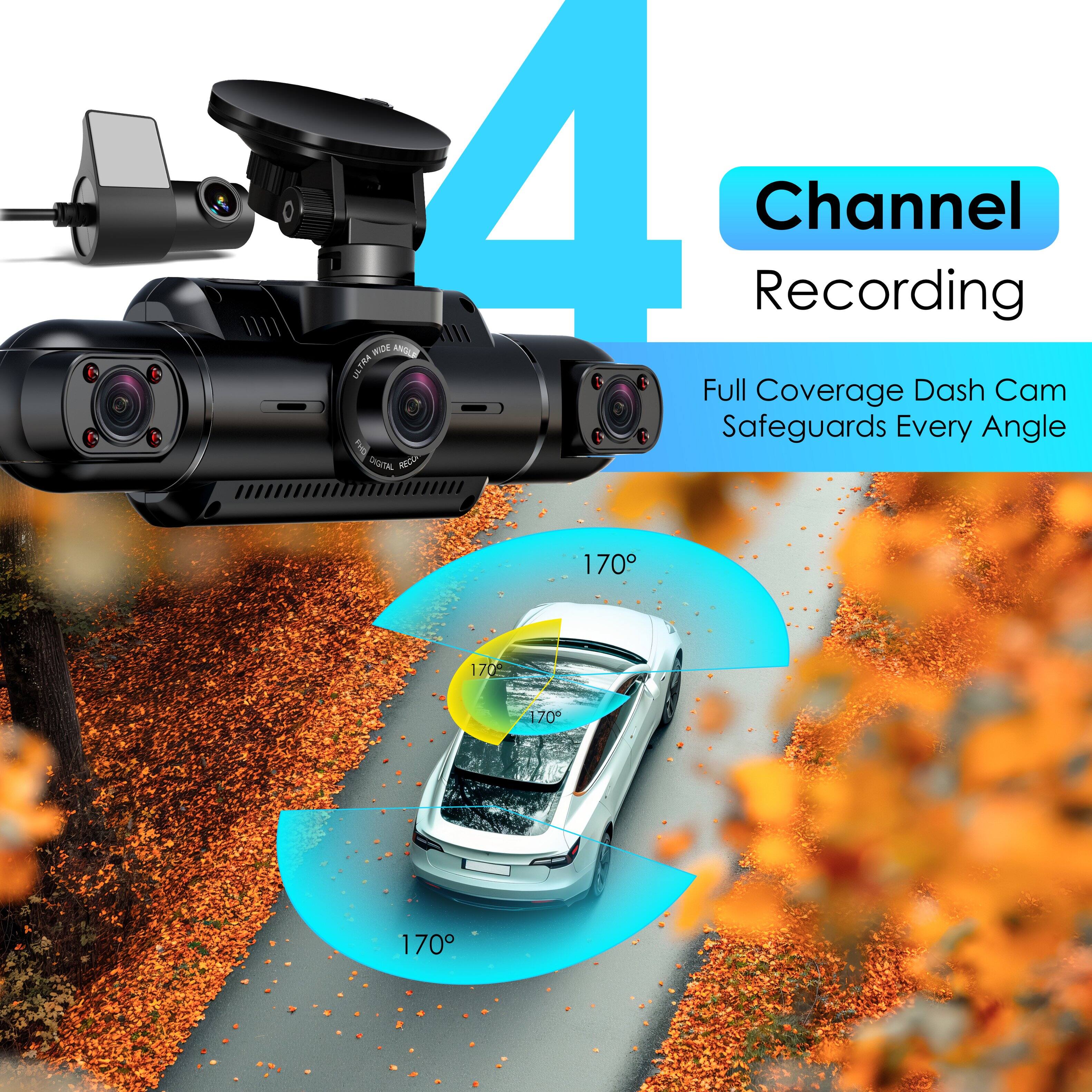 The corrected text is:

"4 Channel Recording, Full Coverage Dash Cam Safeguards Every Angle, Digital Rec 170°"