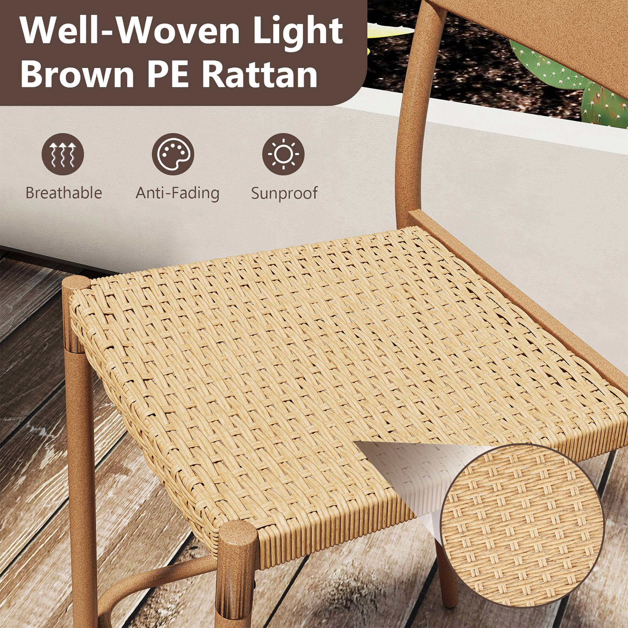 The corrected text is:

"Well-Woven Light Brown PE Rattan Breathable Anti-Fading Sunproof"