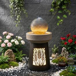 Anysun - Outdoor Garden Lantern Light with Warm LED Leaf Silhouette – Decorative Landscape Lamp for Patio, Yard, Lawn, Deck - Brown