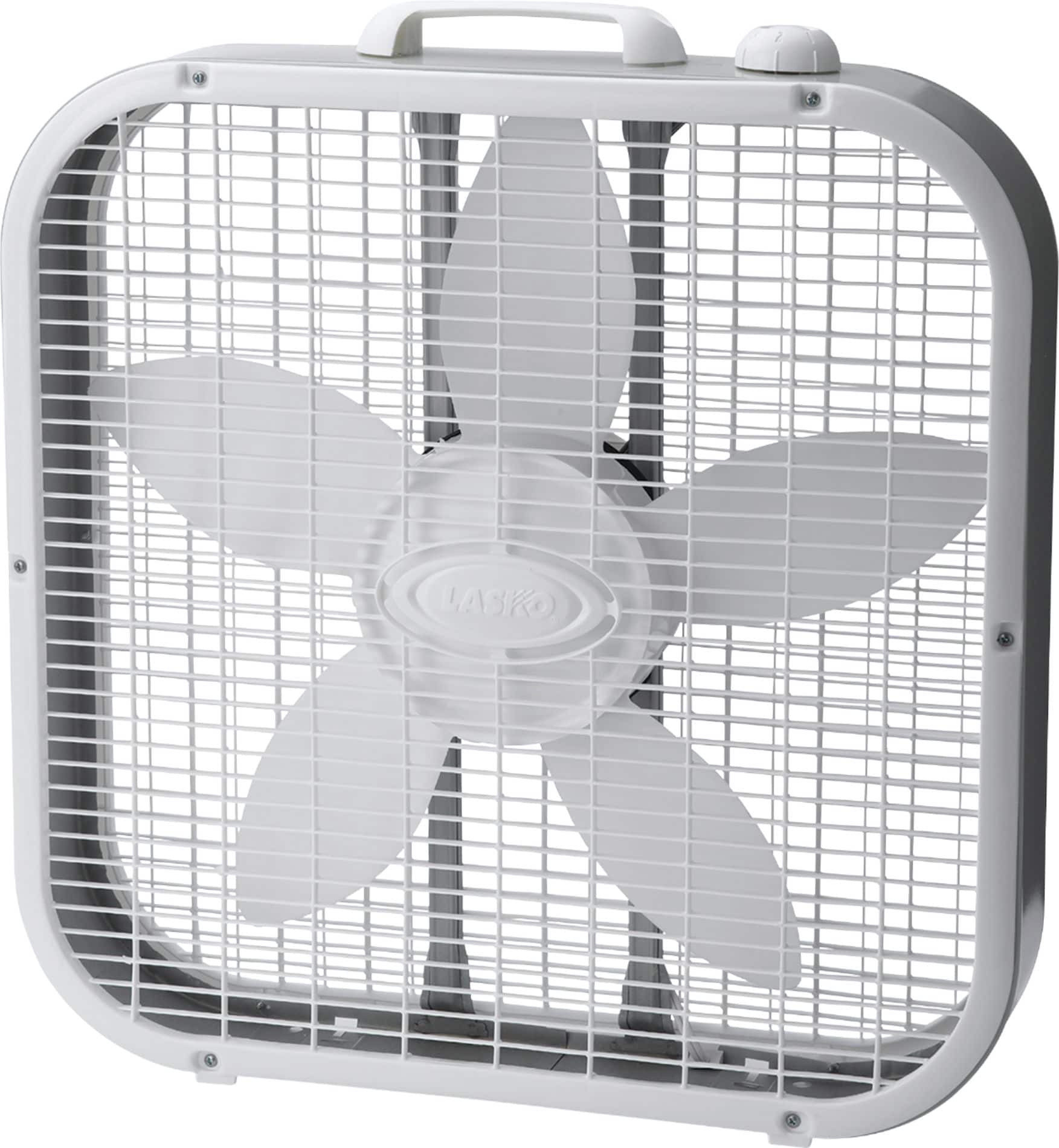 Front. Lasko - 20 in. Air Circulating Box Fan with 3 Speeds - White.