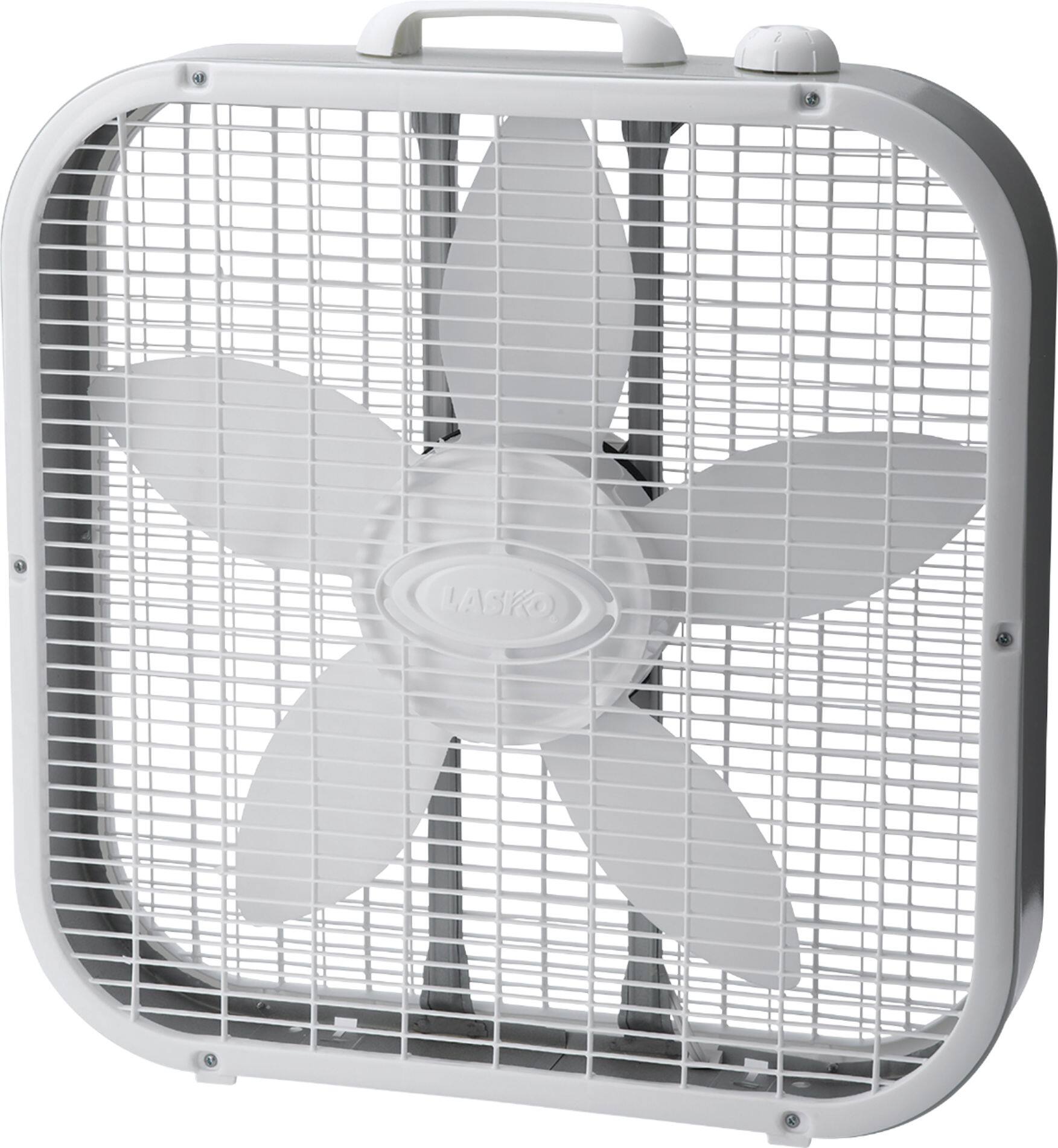 Front. Lasko - 20 in. Air Circulating Box Fan with 3 Speeds - White.