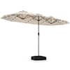 Front. Costway - Costway 13FT Double-sided Patio Umbrella with Solar Lights Crank Handle Umbrella Base - Beige.