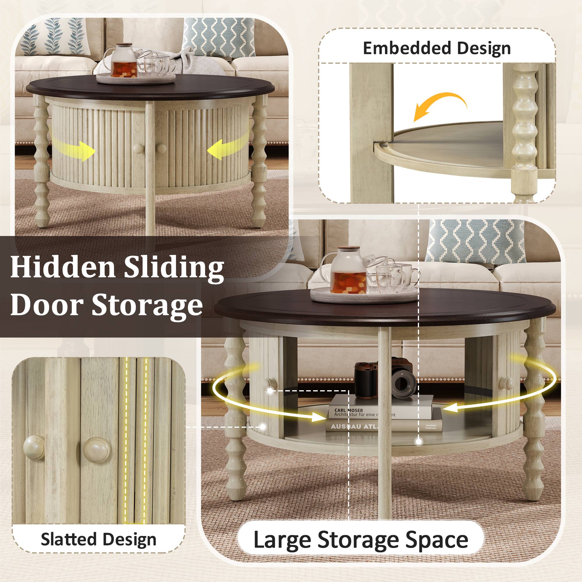Hidden Sliding Door Storage

Embedded Design

Slatted Design

Large Storage Space