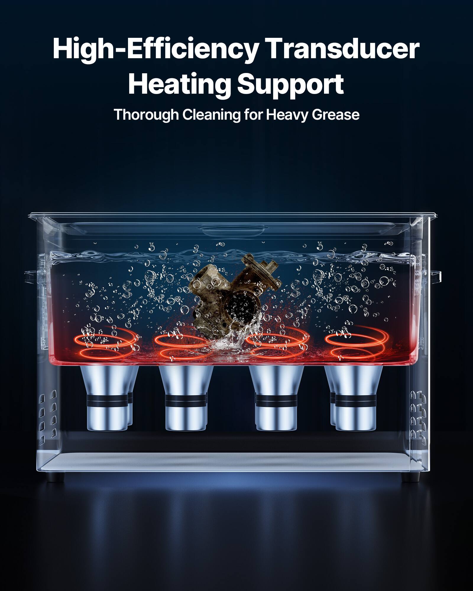High-Efficiency Transducer Heating Support  
Thorough Cleaning for Heavy Grease