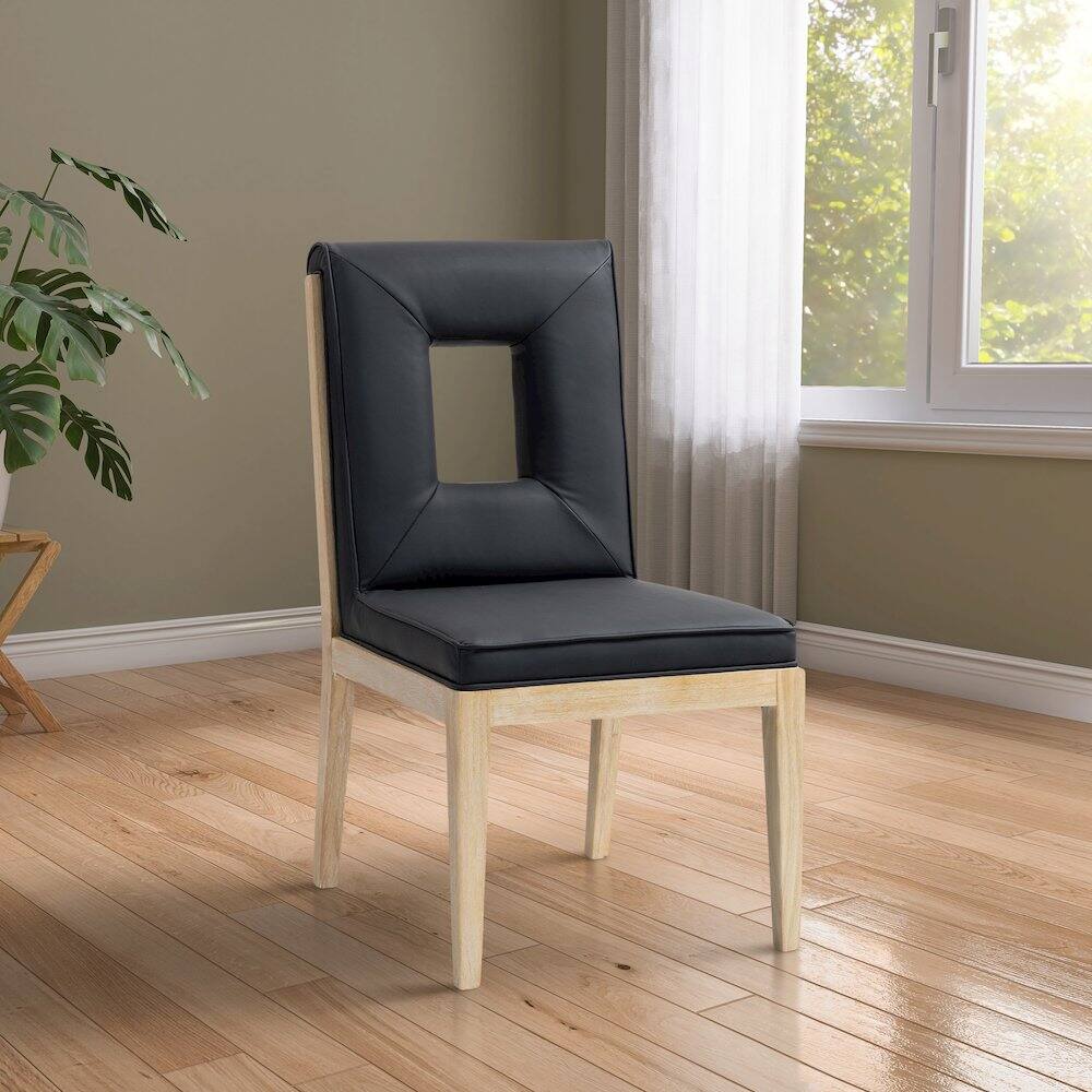 Alt View 1. Meridian Furniture - Gwendolyn Black Vegan Leather Dining Side Chair, Set of 2 - Black.