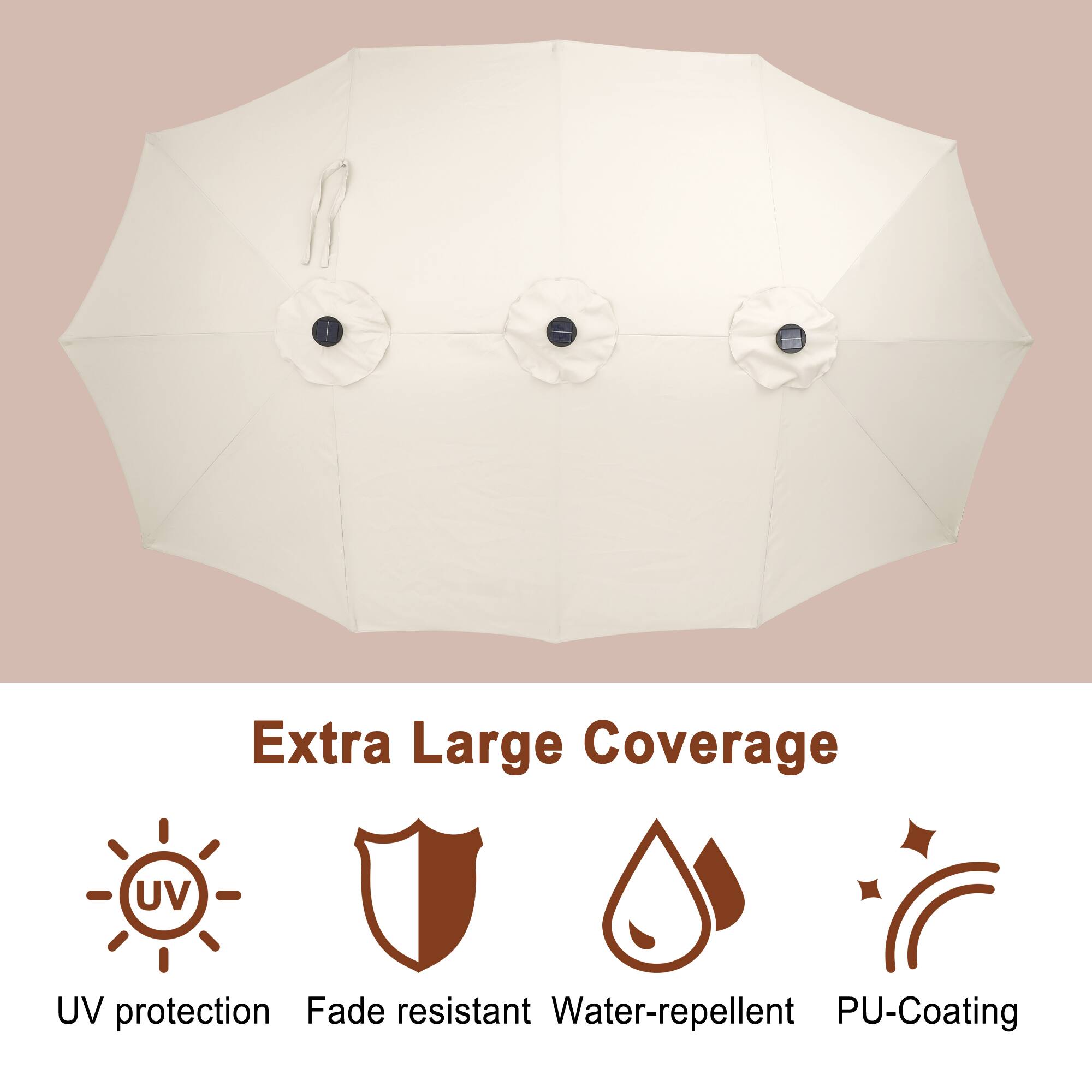 Extra Large Coverage  
UV protection  
Fade resistant  
Water-repellent  
PU-Coating