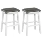 Front. Costway - 30" Dining Bar Stool Set of 2 Pub Height Padded Seat Wood Frame Kitchen - White/Gray.
