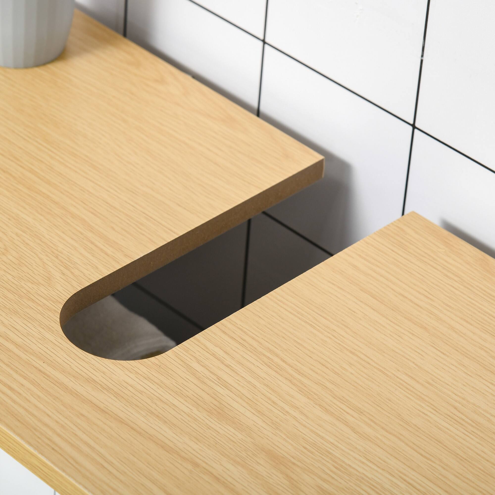 Alt View 7. Homcom - Under Sink Storage Cabinet w/ Removable Shelf & 2 Doors - White.