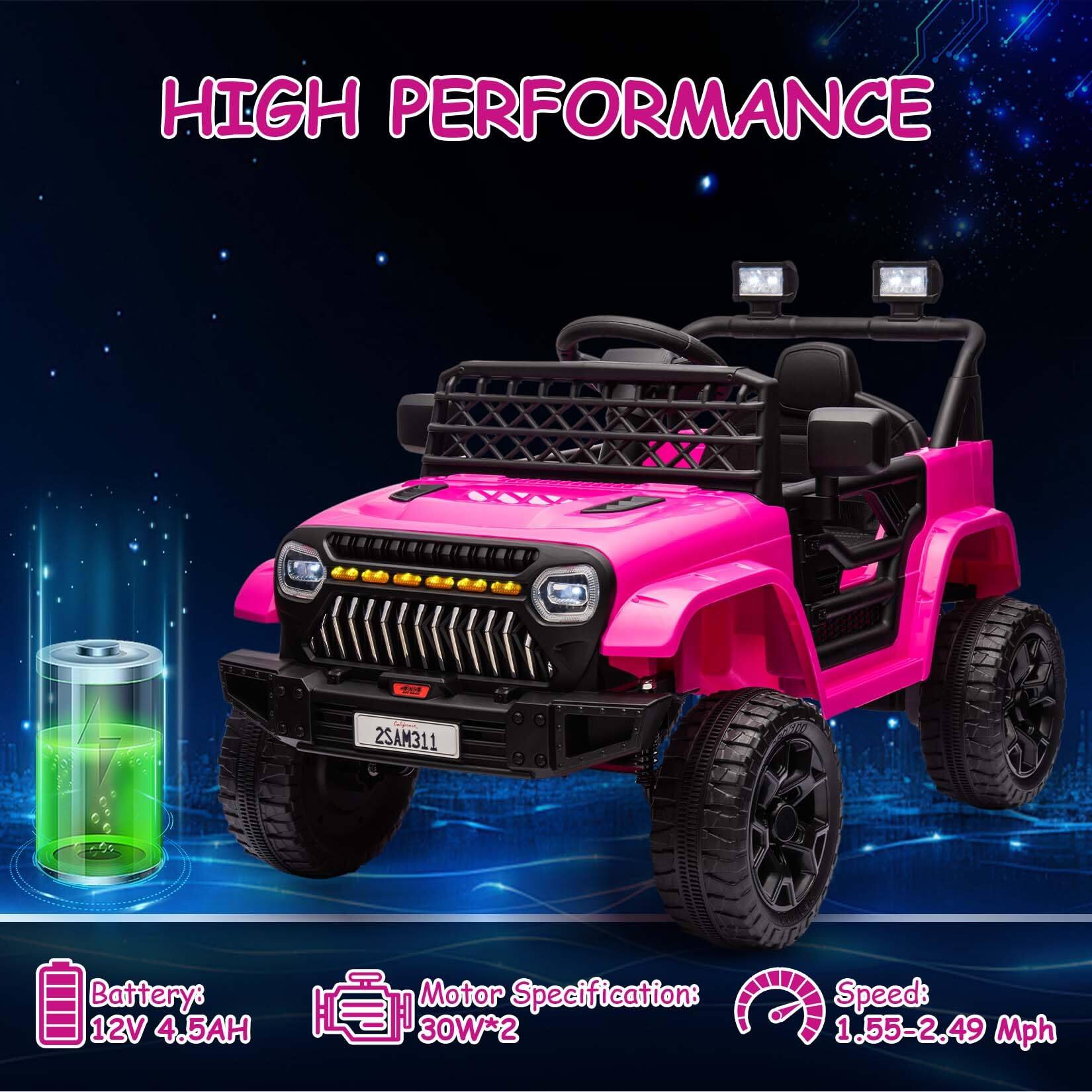 HIGH PERFORMANCE

Battery: 12V 4.5AH

Motor Specification: 30W*2

Speed: 1.55-2.49 Mph