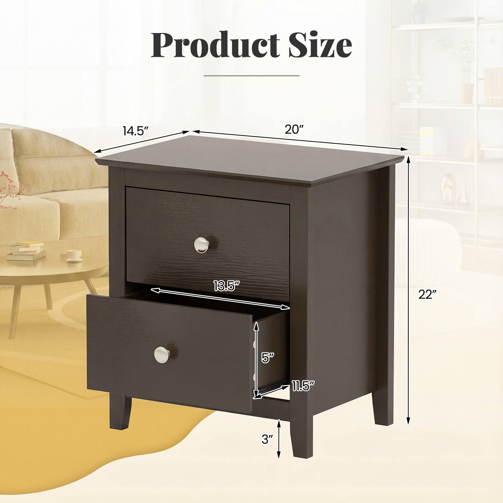 Product Size: 14.5" x 20" x 13.5" x 22" x 5" x 11.5" x 3"