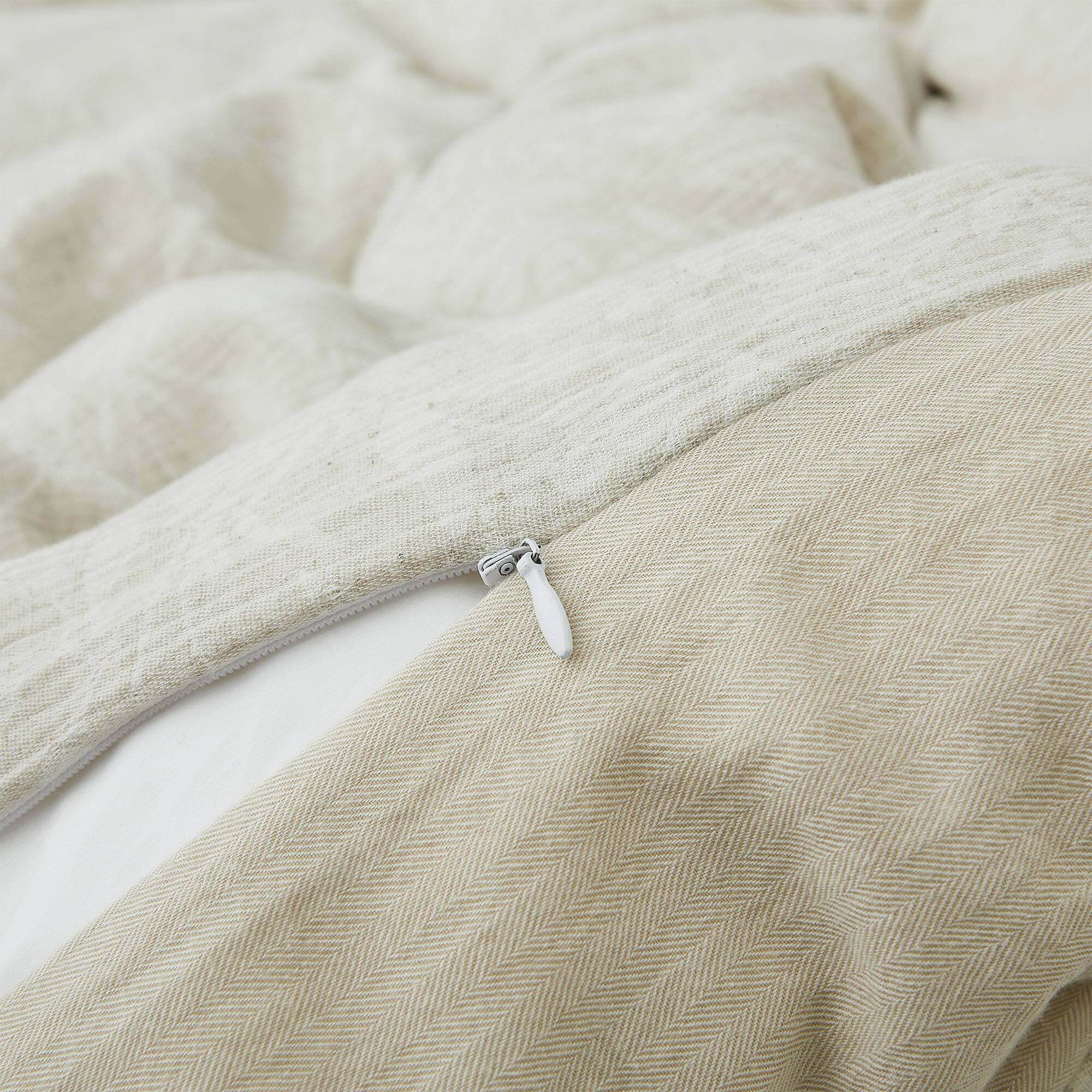 Back. Peace Nest - Peace Nest Floral Jacquard Cotton Linen Blend Duvet Cover Set, 3 Piece Bedding Set with Pillow Shams, Floral, King - Floral.