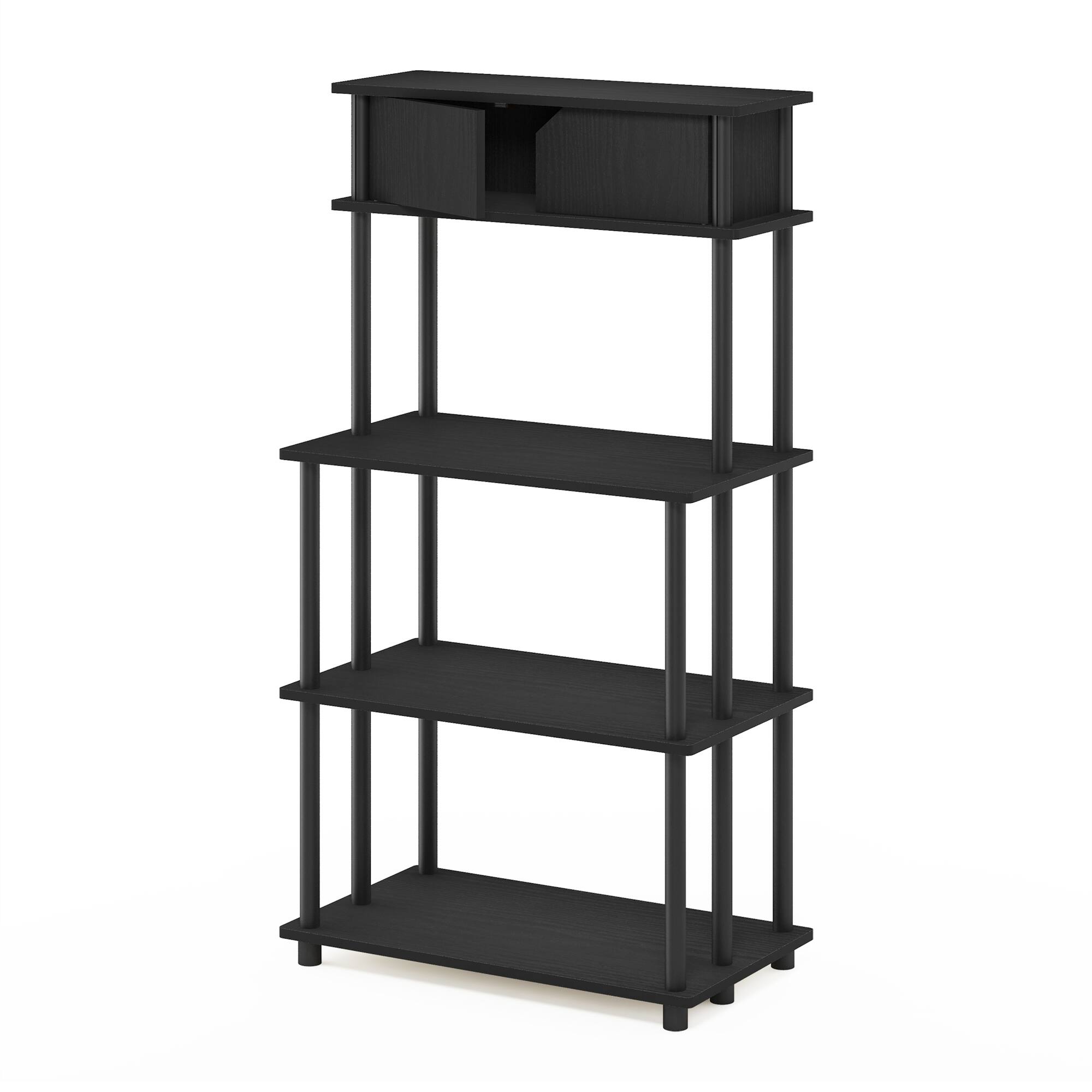 Alt View 6. Furinno - TURN-N-TUBE Printer Stand, 5-Tier Printer Stand with Storage Shelf and Closed Cabinet, for Home Office - Dark Americano/Black.