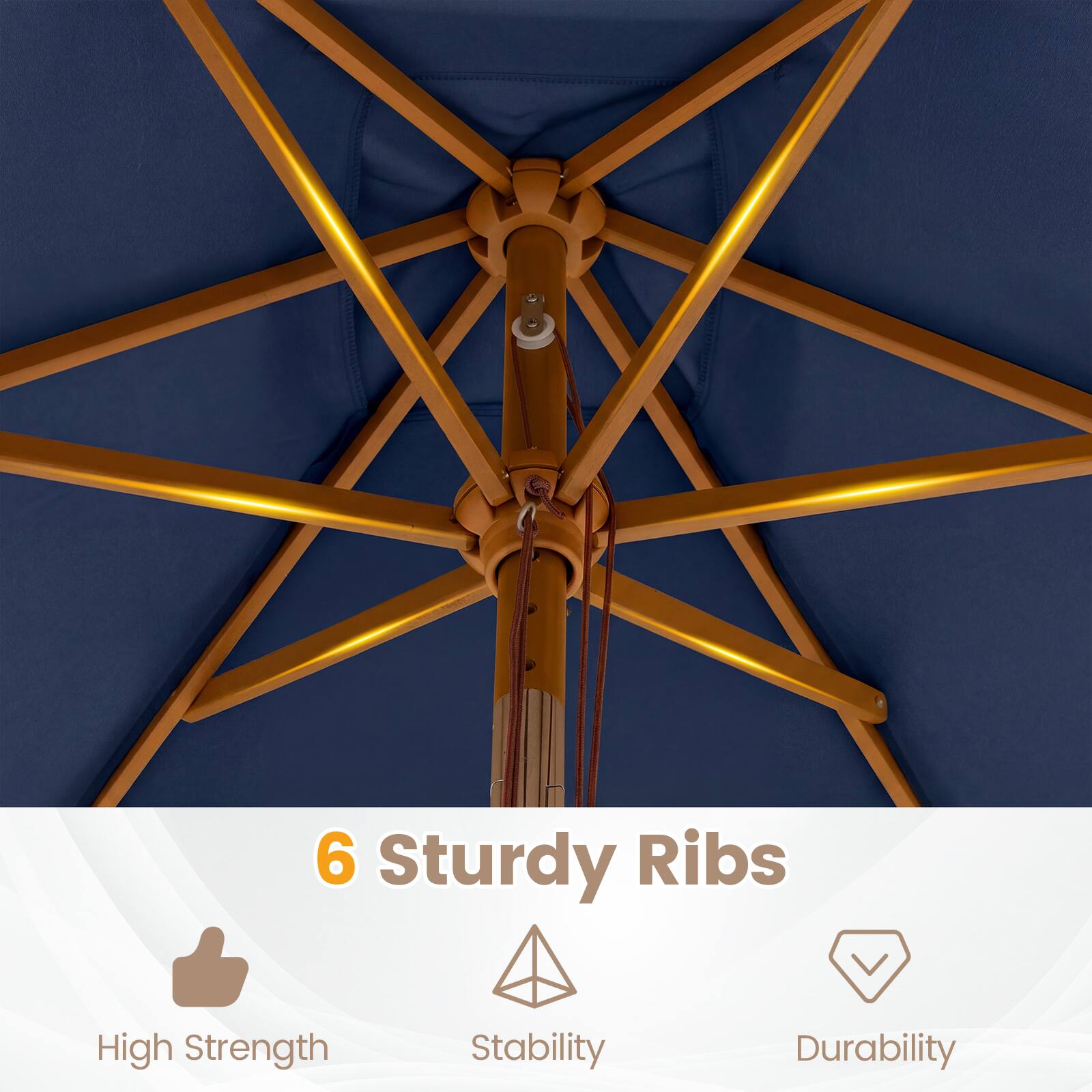 Costway 7 FT Outdoor Patio Umbrella with 3 Adjustable Heights, Push ...