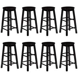 PJ Wood - Classic Round Seat 29 Inch Tall Kitchen Counter Stools, (Set of 8) - Black