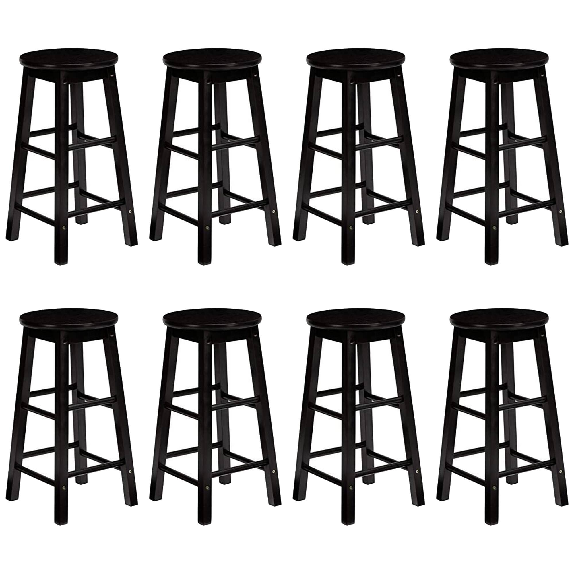 Front. PJ Wood - PJ Wood Classic Round Seat 29 Inch Tall Kitchen Counter Stools, Black (Set of 8) - Black.
