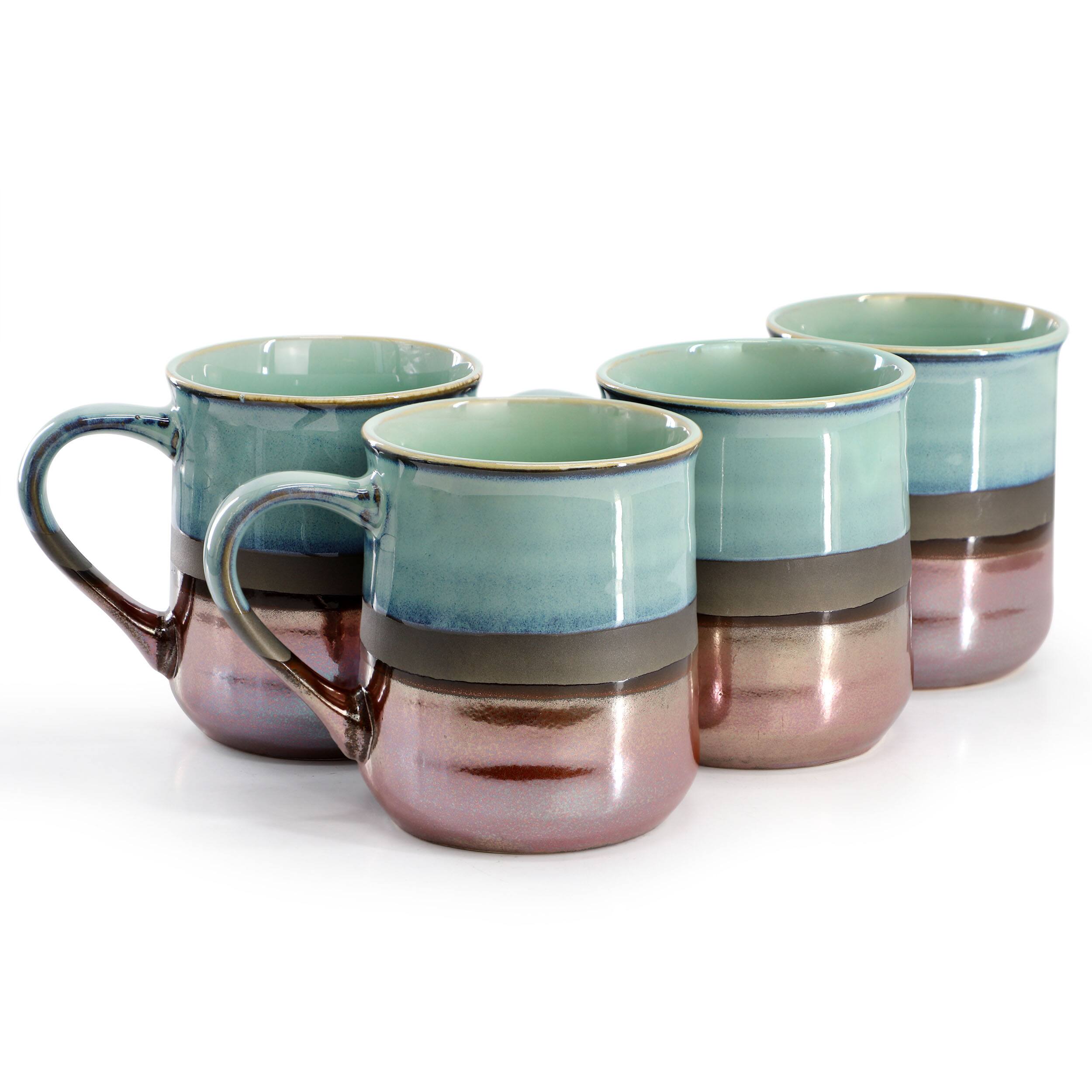 Alt View 1. Gibson - Gibson Home Copper Tonal 4 Piece 18 Ounce Stoneware Cup Set in Sage - Sage.