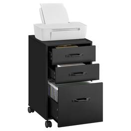 Songmics Home - File Cabinet with 3 Drawers,Rolling Office Filing Cabinet with Wheels,Letter Sized Documents,Hanging File Folders - Ink Black